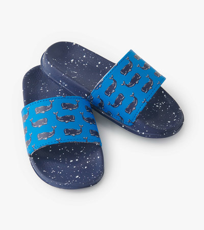 Hatley Block Whales Slide On Sandals