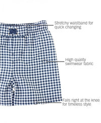 Rugged Butts Swim Shorts - Navy Gingham