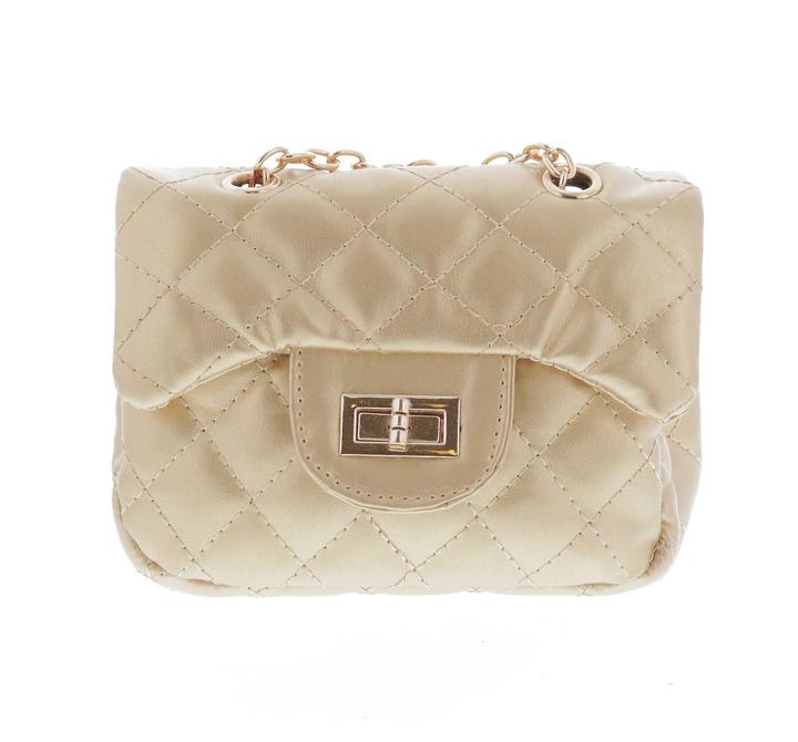 Doe a Dear Gold Diamond Quilted Cross Body Bag