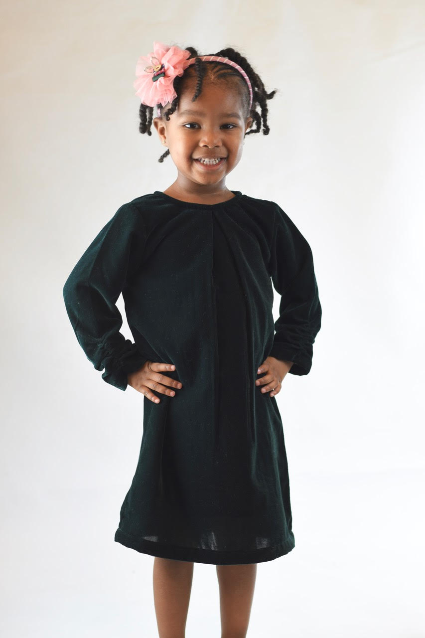 Yo Baby Velvet Dress- Green