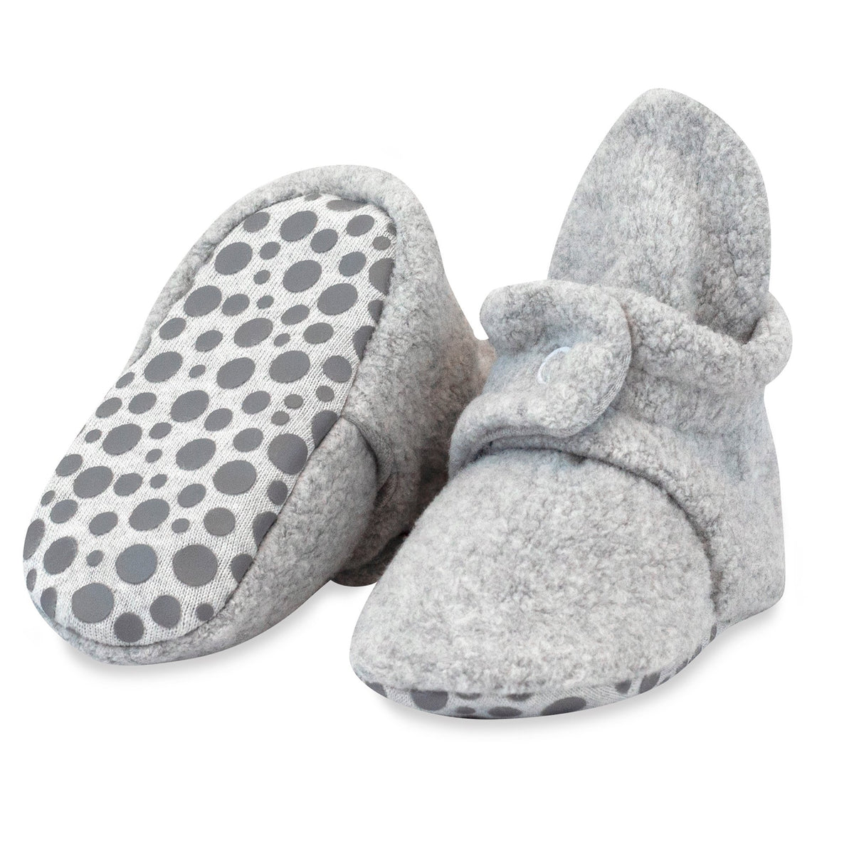 Zutano Cozie Fleece Gripper Booties - Gray Heather