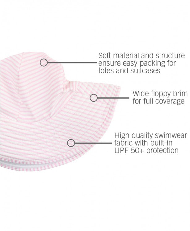 Ruffle Butts Pink Seersucker Swim Hat