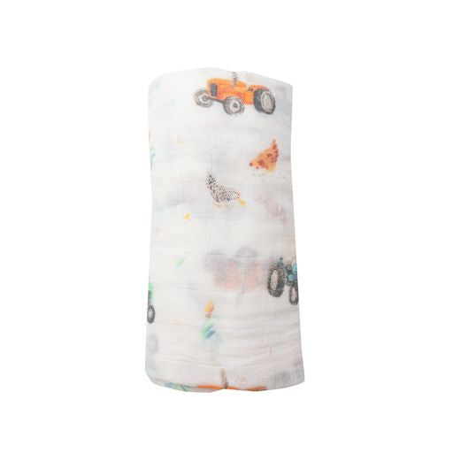 Angel Dear Swaddle Blanket- Tractors