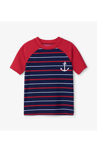 Hatley Ocean Crustaceans Swim Shorts & Nautical Stripe Short Sleeve Rashguard