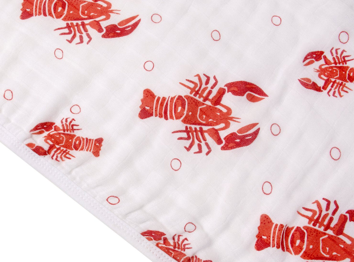 Little Hometown 2 in 1 Burp Cloth and Bib: Heads or Tails, Crawfish Lobster