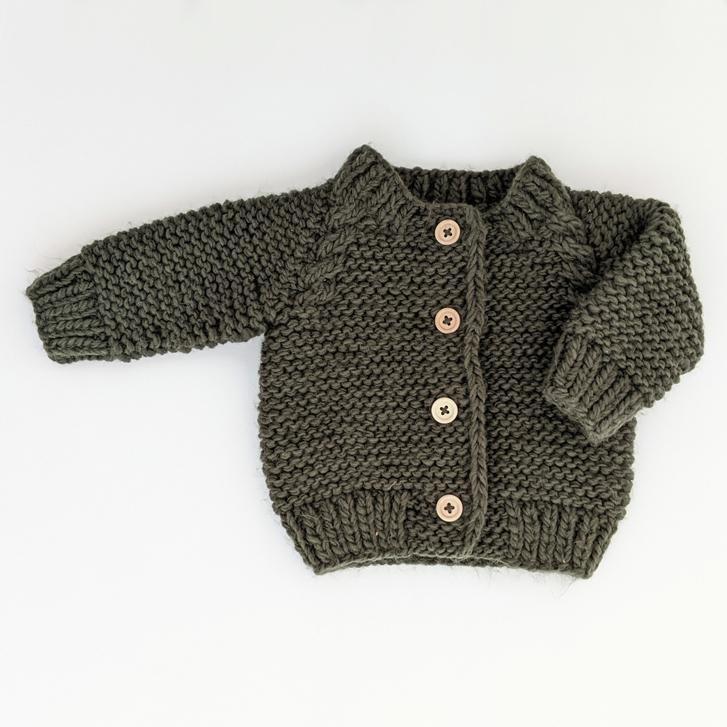 Huggalugs  Loden Garter Stitch Cardigan Sweater