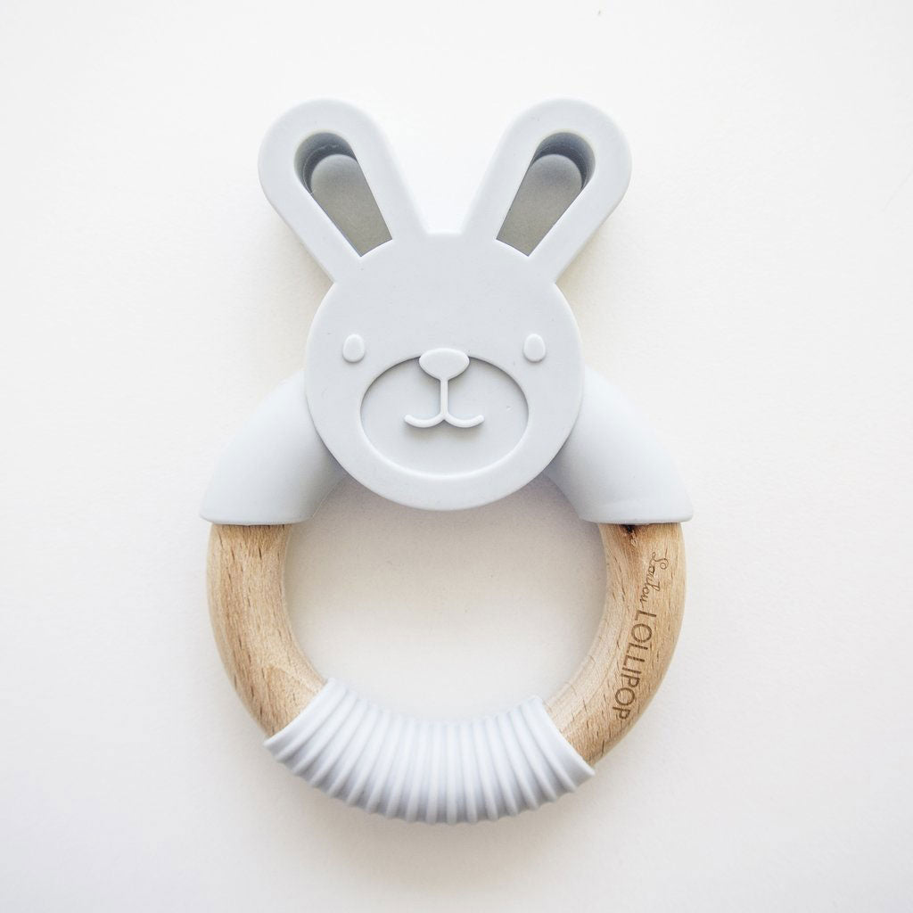 Loulou Lollipop Bunny Silicone + Wood Teething Ring