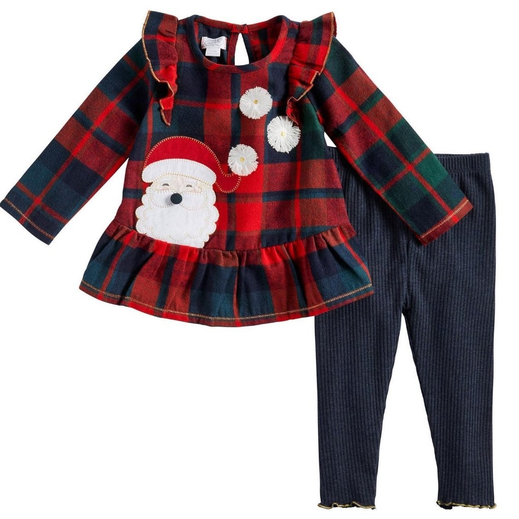 Mud Pie Tartan Santa Tunic & Leggings