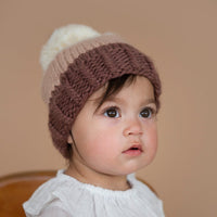 The Blueberry Hill Tri-Color Beanie - Mauve