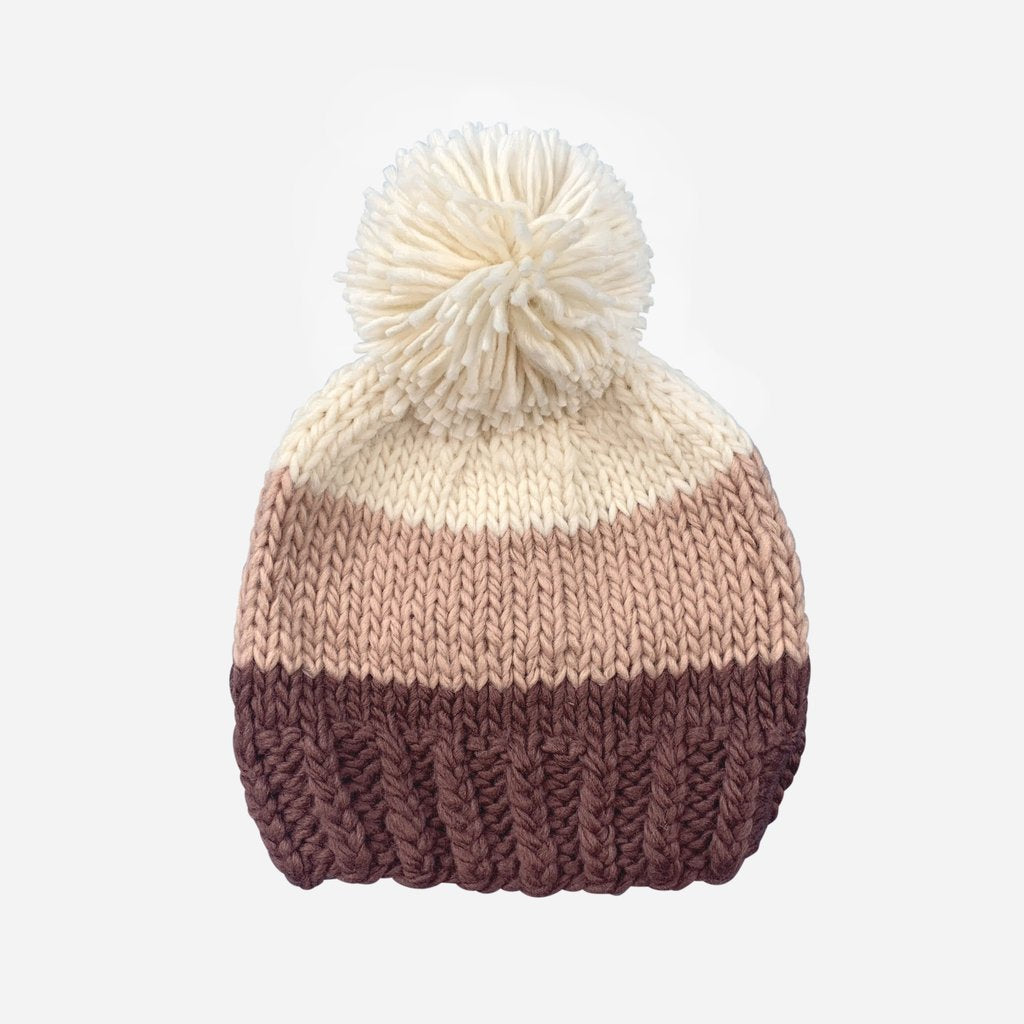 The Blueberry Hill Tri-Color Beanie - Mauve