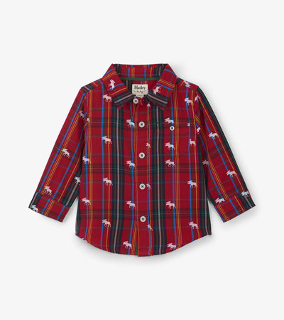 Hatley Plaid Moose Button Down Shirt