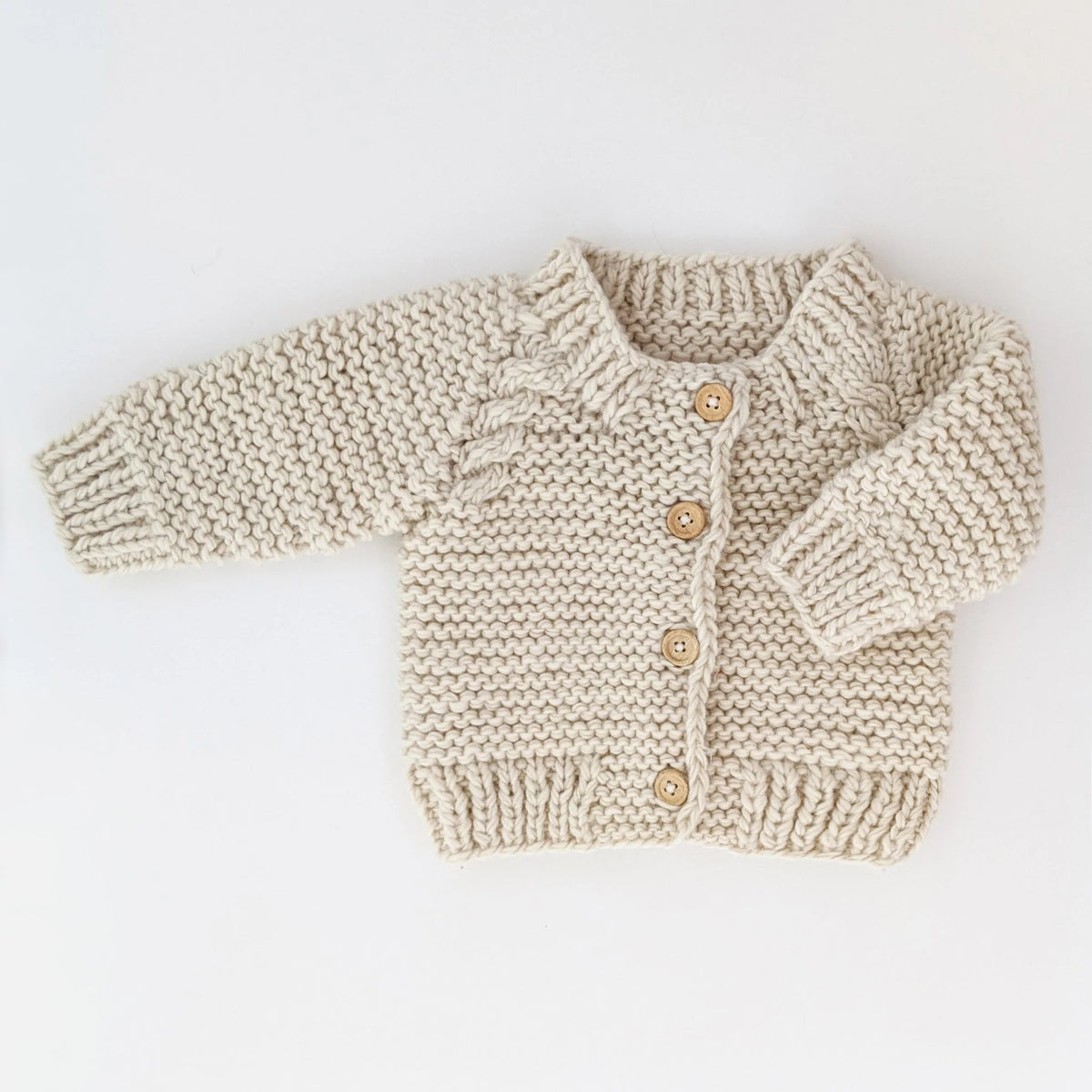 Huggalugs Natural Garter Stitch Cardigan Sweater