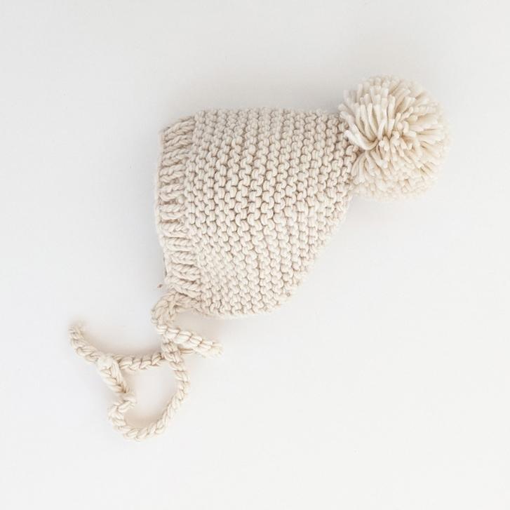 Huggalugs Garter Stitch Bonnet - Natural