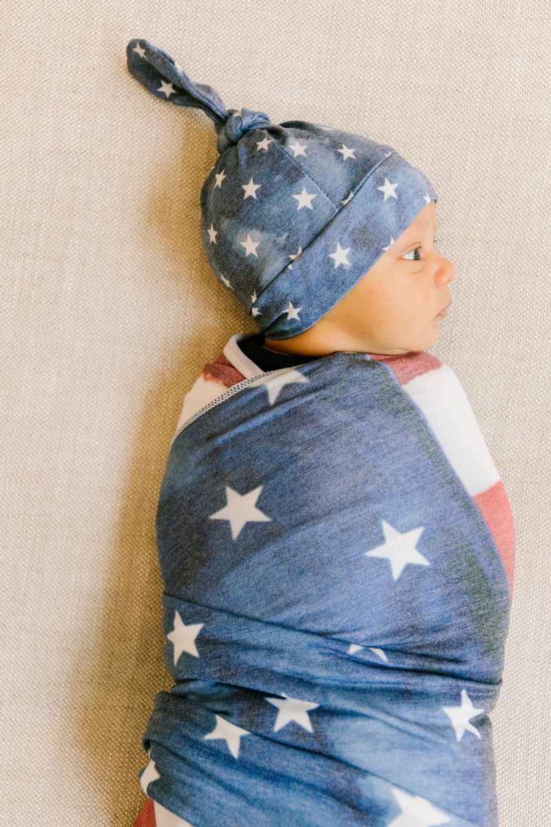 Copper Pearl Top Knot Hat - Patriot