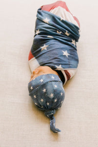 Copper Pearl Knit Swaddle Blanket - Patriot