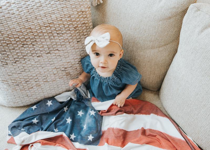 Copper Pearl Knit Swaddle Blanket - Patriot