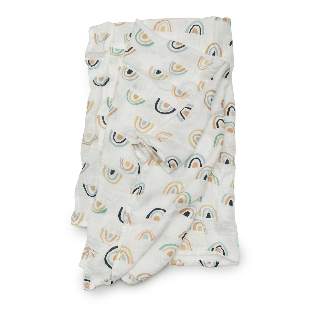 Loulou Lollipop Muslin Swaddle - Neutral Rainbow