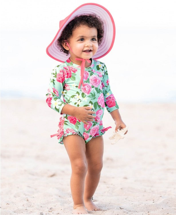 Ruffle Butts Rosy Sweetheart One Piece Rash Guard