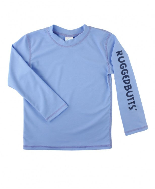 Rugged butts Cornflower Blue Long Sleeve Rash Guard Logo