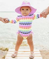 RuffleButts Rainbow Scallop One Piece Rash Guard