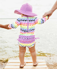 RuffleButts Rainbow Scallop One Piece Rash Guard