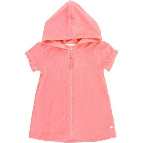 RuffleButts Terry Full-Zip Cover Up | Bubblegum Pink