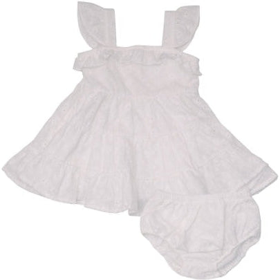 Angel Dear Eyelet White 3 Tiered Ruffle Sundress & Diaper Cover