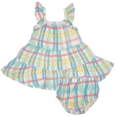 Angel Dear Beach Plaid Twirly Sundress & Diaper Cover