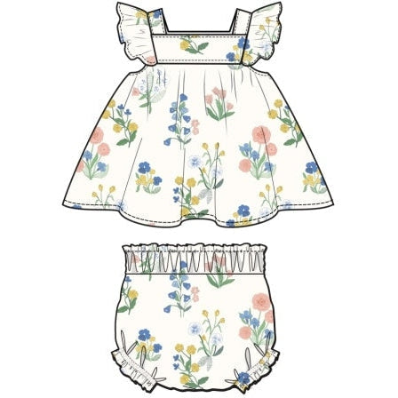 Angel Dear Urban Floral Butterfly Sleeve Pinafore Top & Diaper Cover