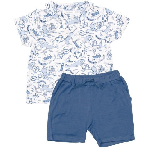 Angel Dear Nautical Notebook Polo Shirt & Short Set