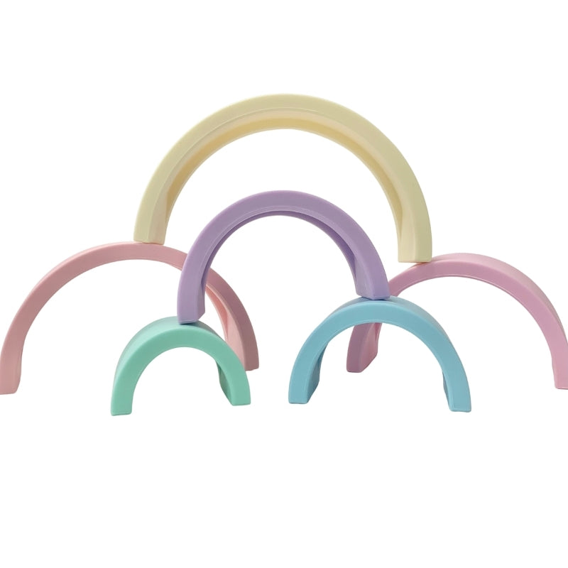 Sugar + Maple 6 piece Silicone Stacking Rainbow