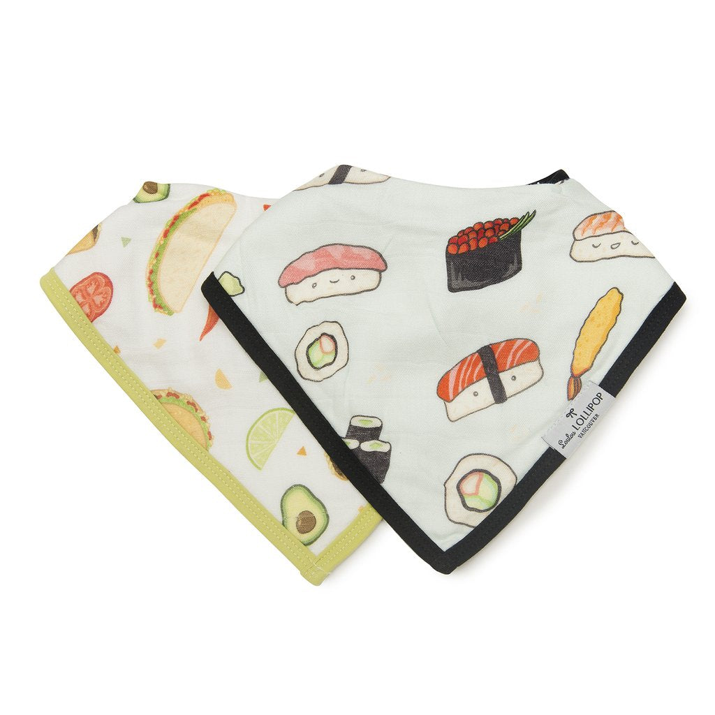 Loulou Lollipop Bandana Bib Set- Sushi/Taco