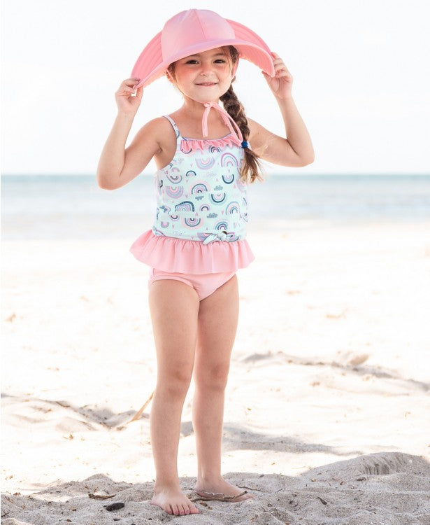 RuffleButts Chase the Rainbow Ruffle Tie Tankini