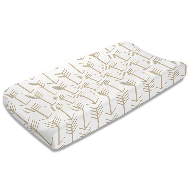 Liz & Roo Changing Pad Cover- Tan Arrows