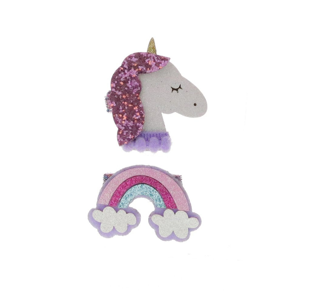 Doe a Dear Lilac Unicorn & Rainbow Hair Clip Set