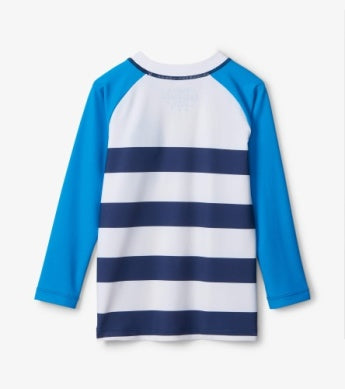 Hatley Whale Stripes Long Sleeve Pocket Rashguard