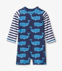 Hatley Block Whales Baby One-Piece Rashguard