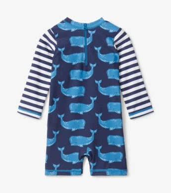 Hatley Block Whales Baby One-Piece Rashguard