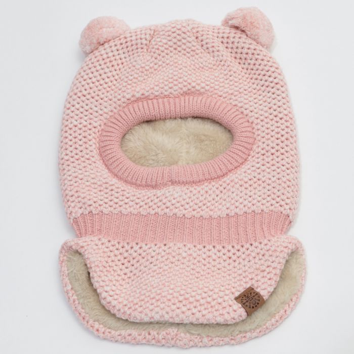 Calikids knit pompom Balaclava- Pink