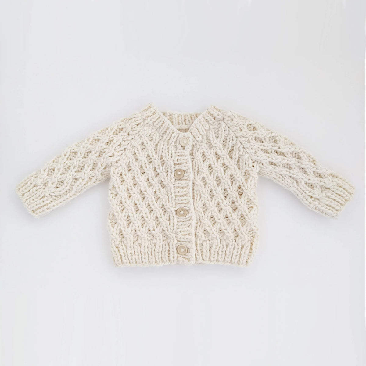 Huggalugs Waffle Cardigan Sweater Natural