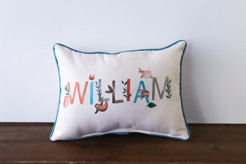 Little Birdie Arts Personalized Pillow - Woodland Boy