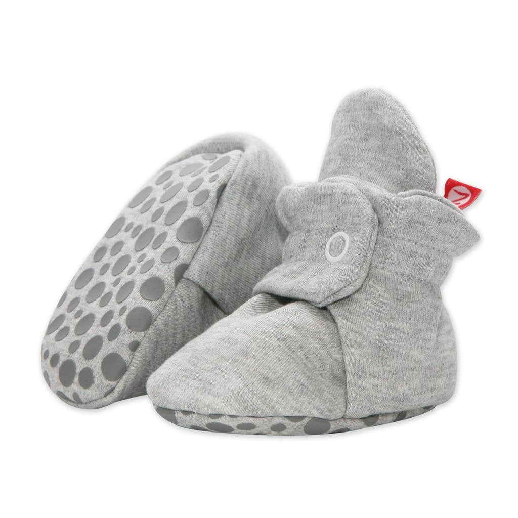 Zutano Cotton Gripper Baby Booties - Gray Heather