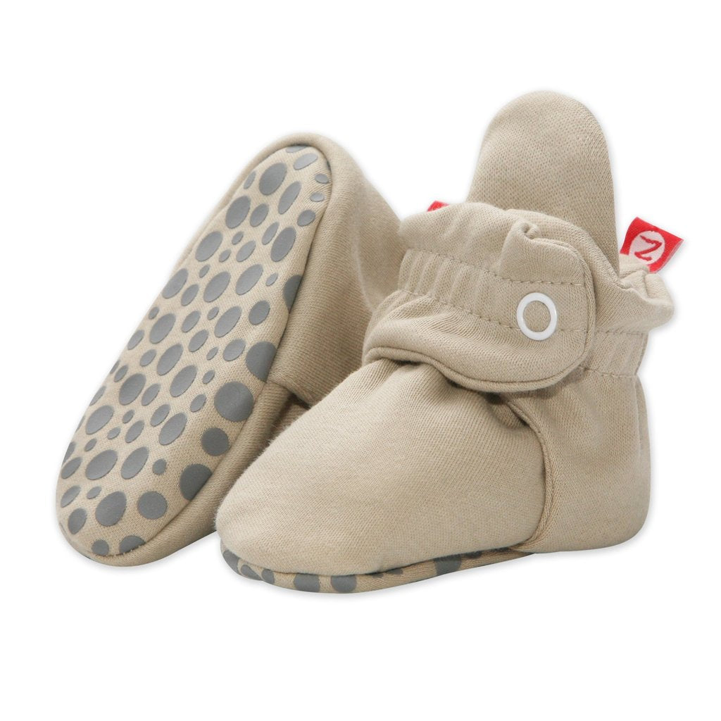 Zutano Cotton Gripper Baby Booties - Khaki