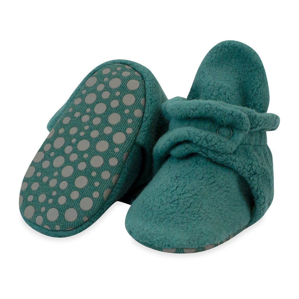 Zutano Cozie Fleece Gripper Baby Booties - Fern