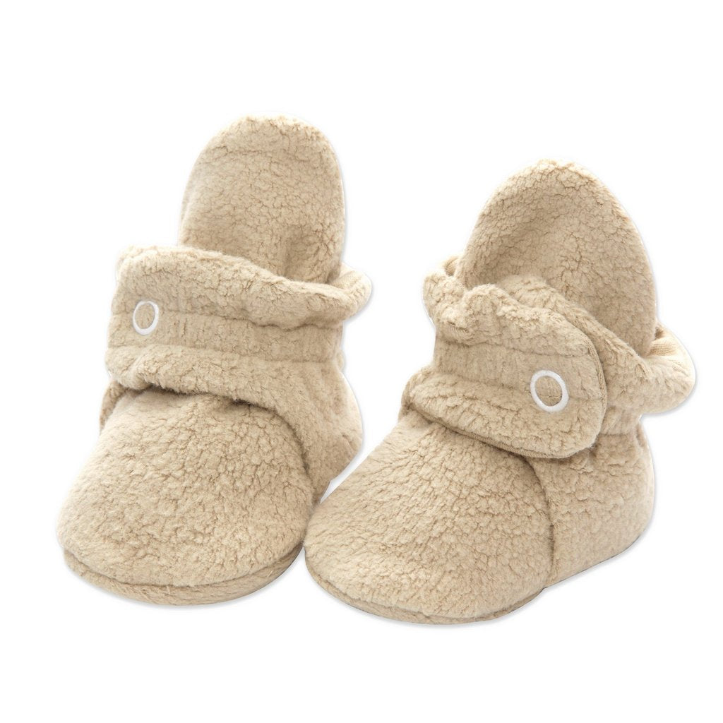 Zutano Cozie Fleece Baby Booties - Khaki